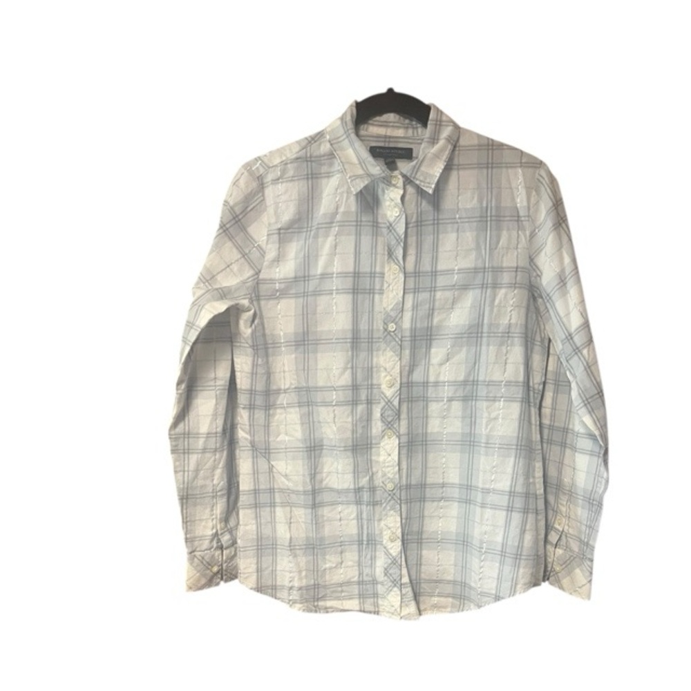Banana Republic Dillion Shirt Plaid Metallic Blouse